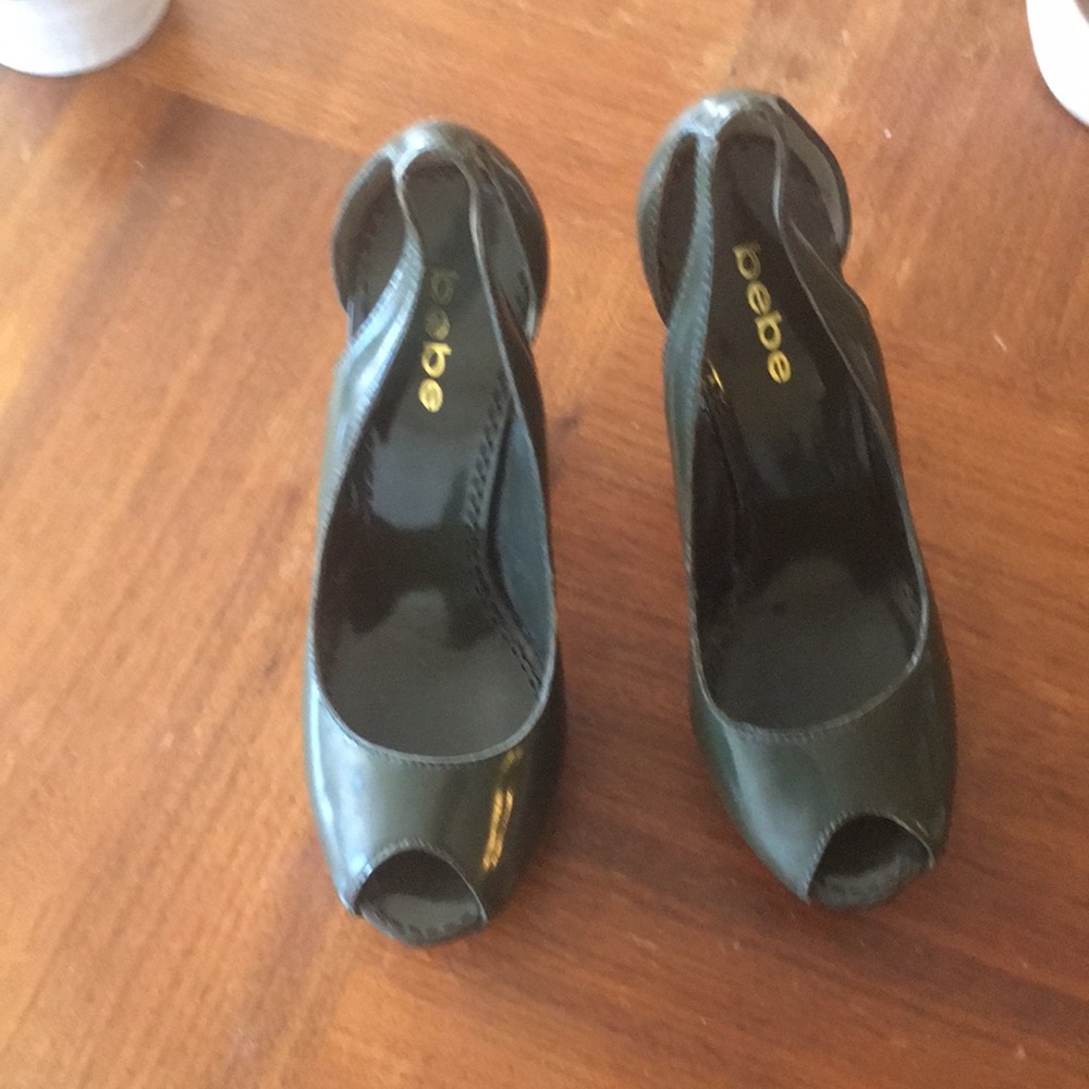 Bebe platform moss green heels